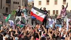Bei pro-palästinensischen Demonstrationen wie hier in Kairo sind immer wieder auch Parolen gegen die ägyptische Regierung zu hören.