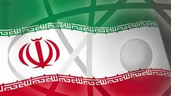Atomsymbol auf iranischer Nationalfahne; Foto: AP