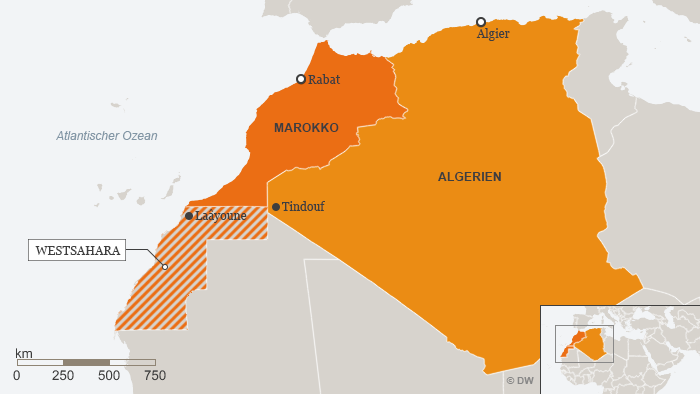 Infografik zeigt Karte Marokkos und er Westsahara; Quelle: DW