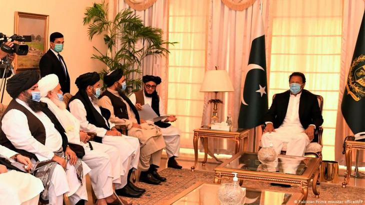 Pakistan's Prime Minister Imran Khan meets with Taliban leaders (photo: Pakistan Prime minister office/AFP)
