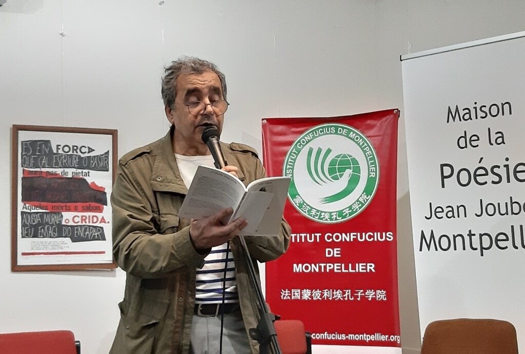 Habib Tengour bei einer Lesung im Literaturhaus Montpellier; Foto: Keil-Sagawe